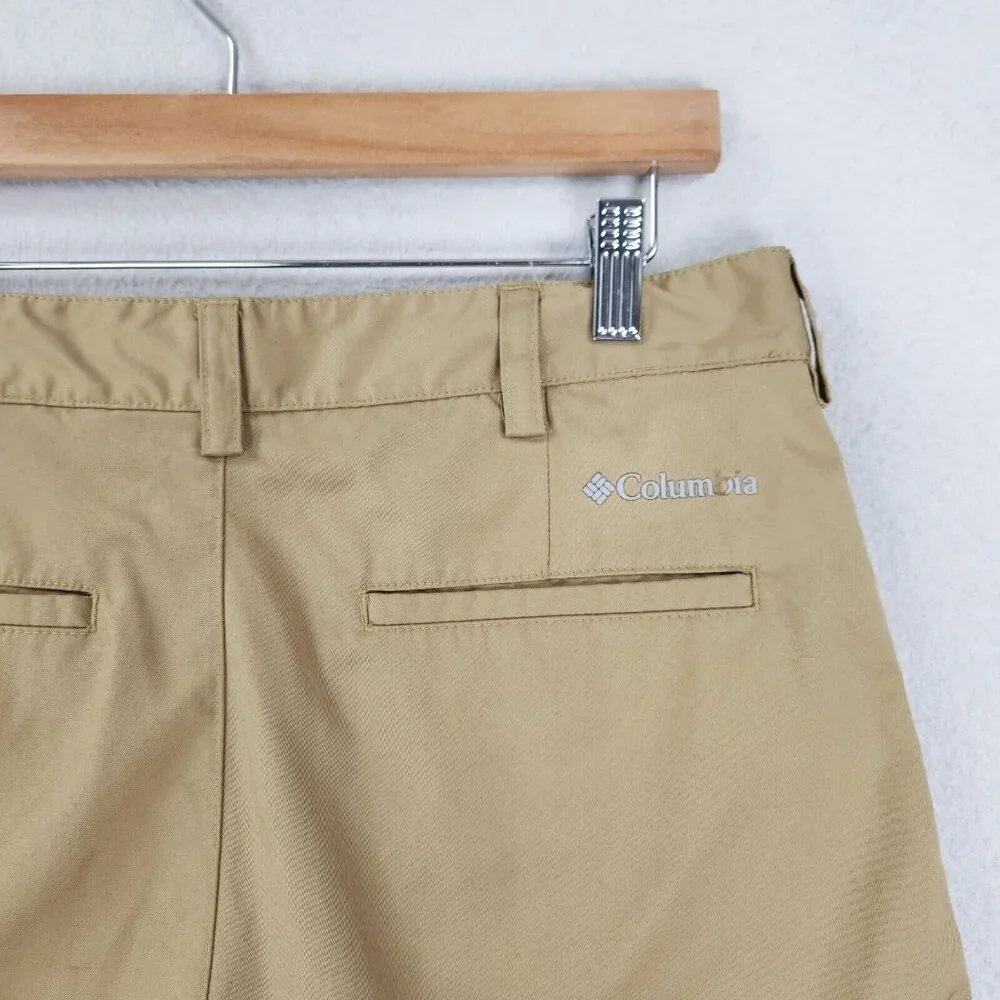 Columbia Shorts Mens 32 Khaki Tan Golf Performance Omni Wick Flat Front Chino